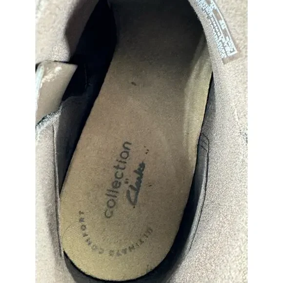 CLARKS Chocolate Brown Leather Heeled Ankle Boots Size 8 - Picture 6 of 11